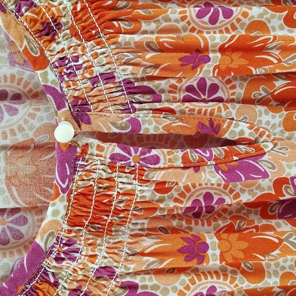 Croft & Barrow Pullover Blouse Size 2X Orange and Purple Print Sleeveless - Picture 4 of 8